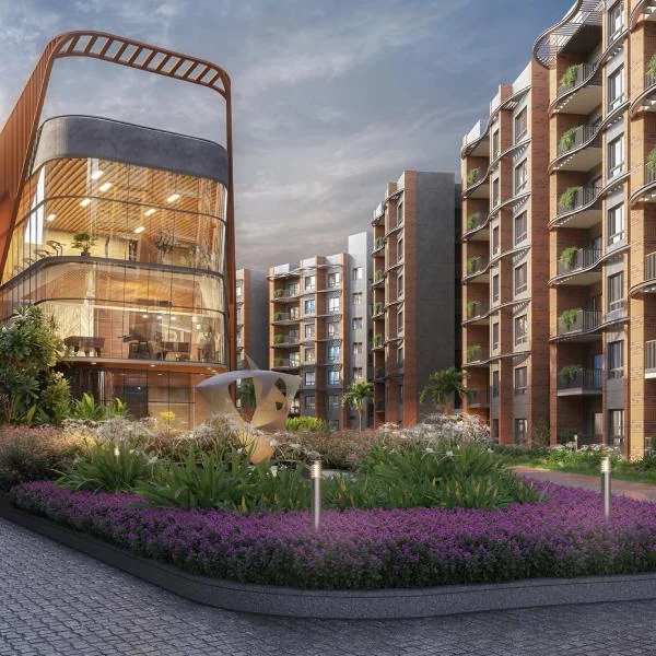 CKPC Winds of Change, Yelahanka Clubhouse front and plaza at CKPC Winds of Change, developer render